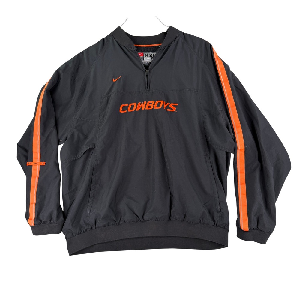 Vintage Oklahoma Cowboys Pullover Jacket Black Orange XXL Nike Team Y2k